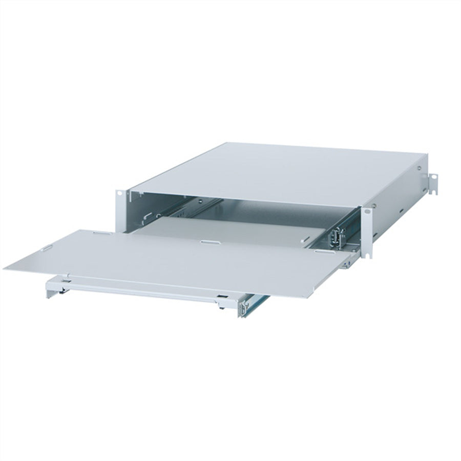 Apranet Tastatureinschub 2 HE – klappbare Frontplatte, ausziehbare Mausablage – grau – für 19"-Rack