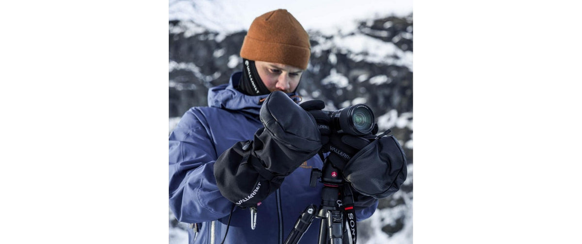Vallerret Photography Gloves Vallerret Alta Arctic Mitt Fäustlinge – Grösse M, Unisex, Leder, mit Handgelenkband – Schwarz