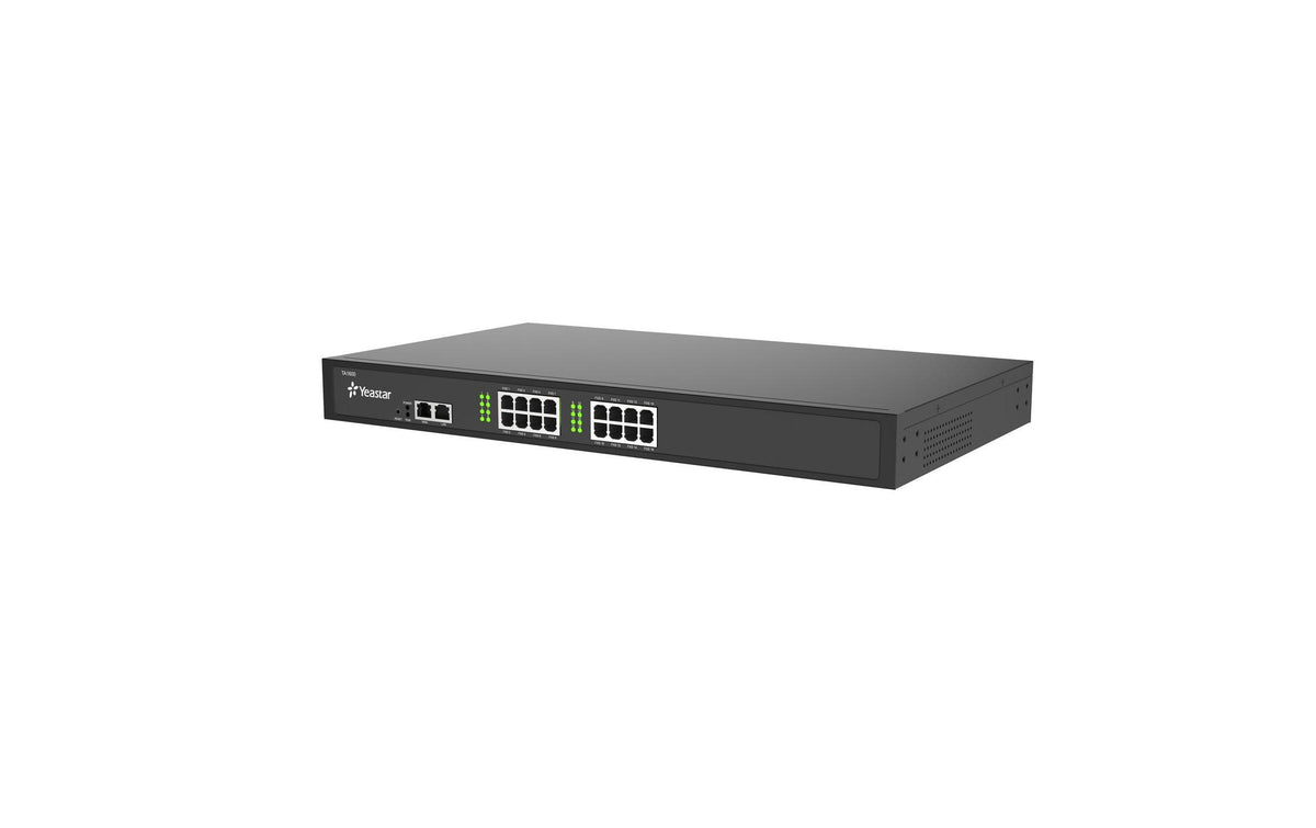 Yeastar TA1600 – FXS-VoIP-Gateway, 16 FXS-Ports, Fast Ethernet, 1U Rackeinbau, Schwarz