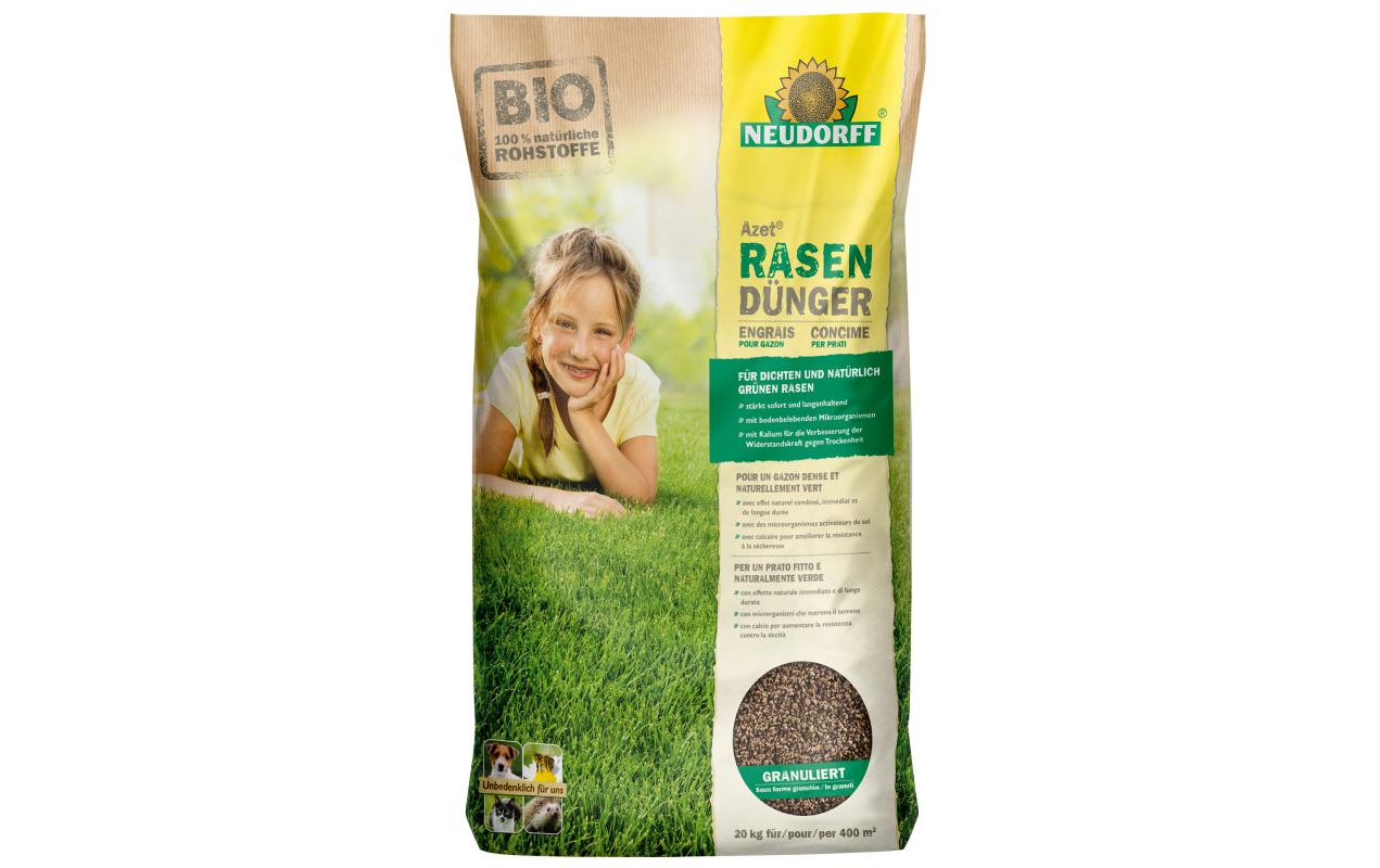 Neudorff Rasendünger, Azet, 20 kg, Granulat, Bio – für Rasen – 1 Tasche
