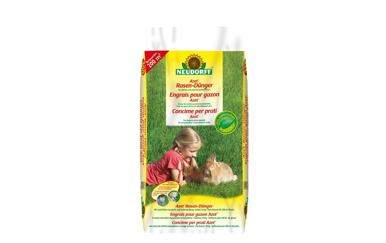 Neudorff Rasendünger, Azet, 10 kg, organisch, Granulat – für Rasengras – 1 Tasche