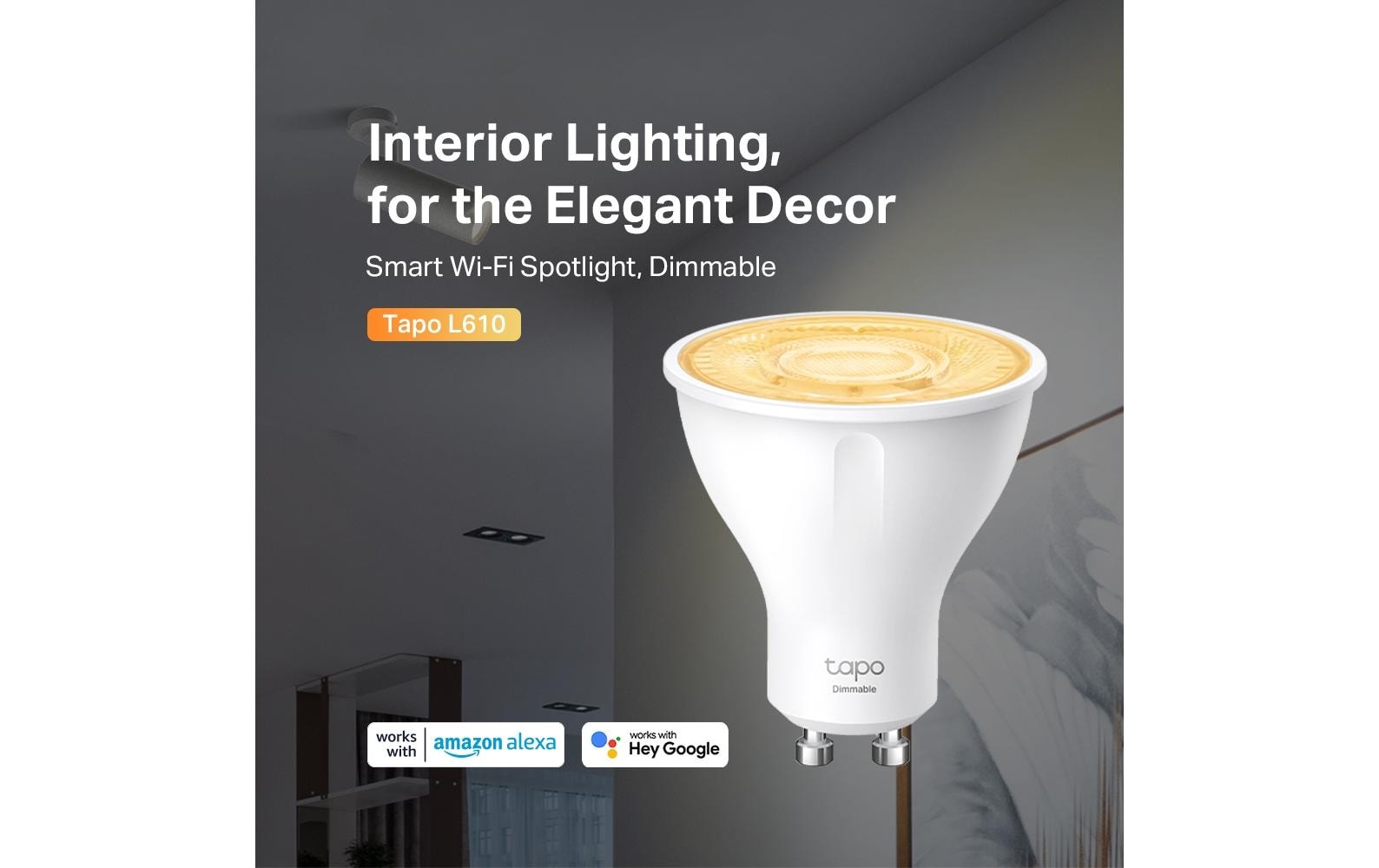 TP-Link Tapo L610 GU10 LED-Spot – WLAN, Amazon Alexa & Google Assistant, dimmbar – 2700 K – 350 lm 2,9 W – weiss