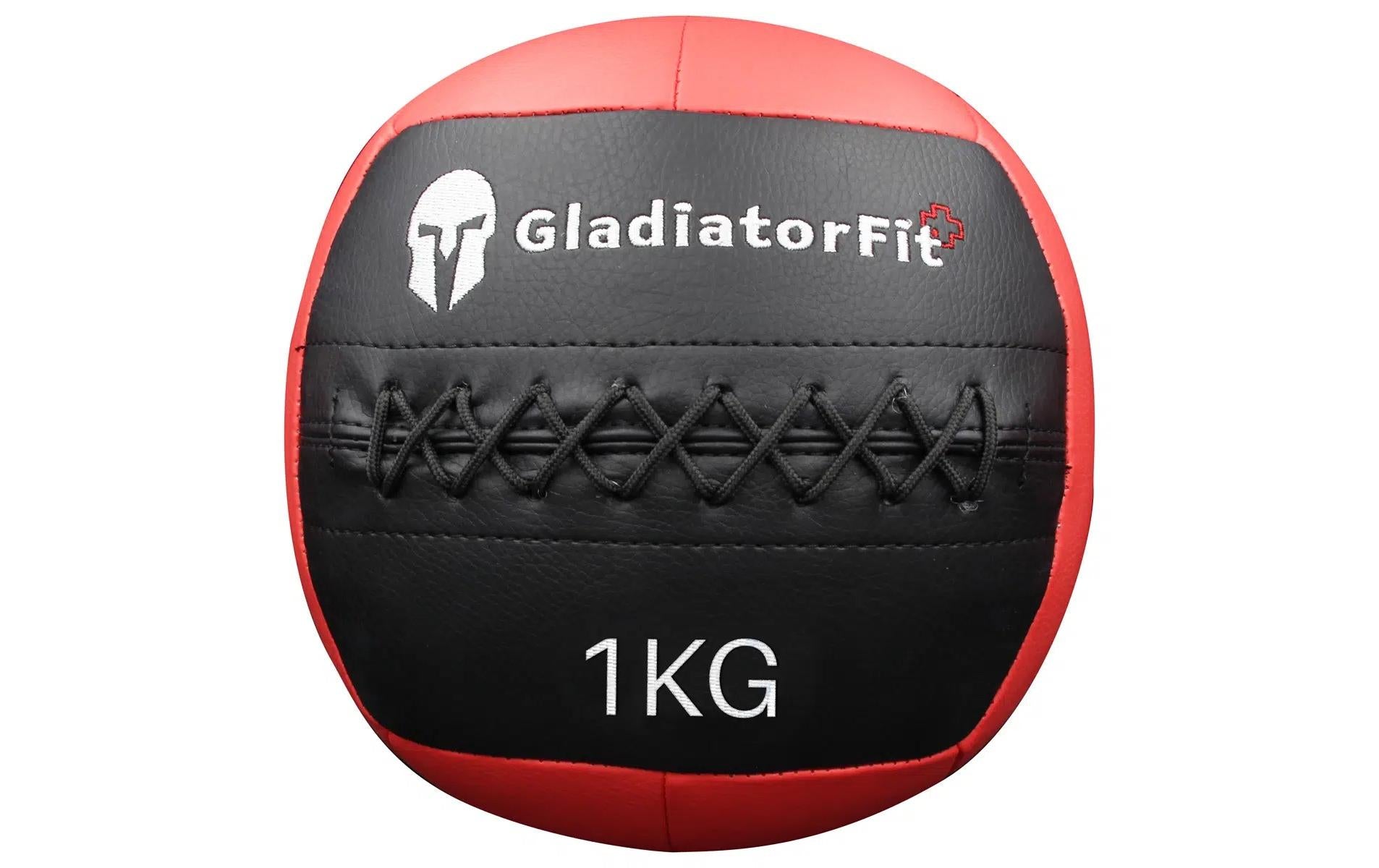 GladiatorFit Medizinball Wall Ball, Ø 25,0 cm, 1,0 kg, Kunstleder, Schwarz, Rot