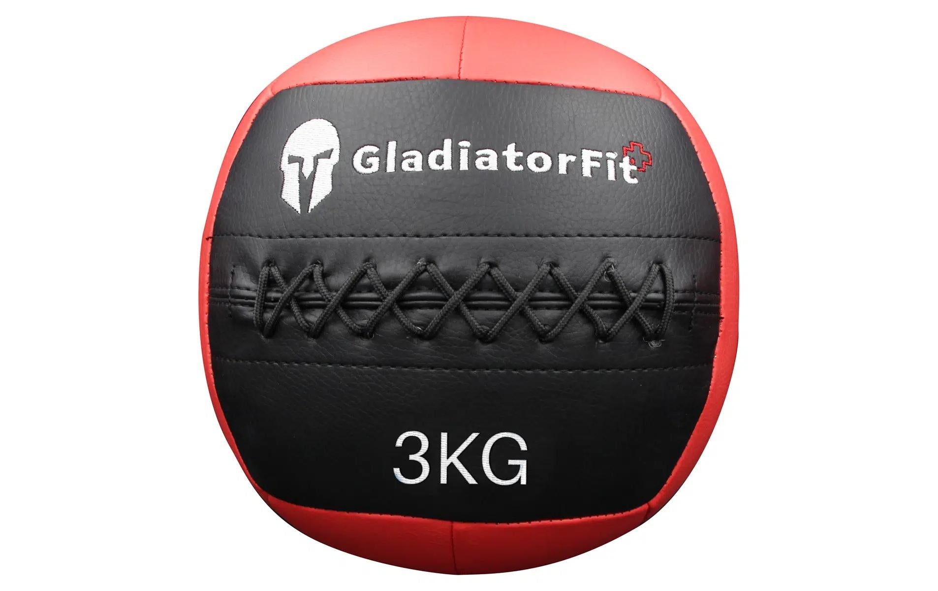 GladiatorFit Medizinball Wall Ball, Ø 36,0 cm, Kunstleder, Schwarz/Rot, 3 kg