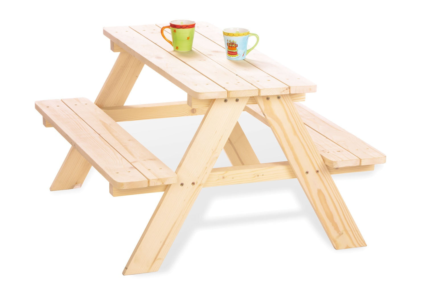 Pinolino Kinderträume 3-teiliges Bistro-Set – Beige – Holz – Tisch 90 × 79 × 50 cm