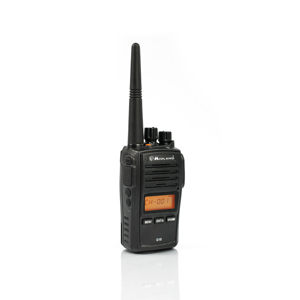 Midland G18 Pro NC – Funkgerät, 8 Kanäle, Reichweite bis 12 km, IP67, Li-Ion Akku, 500 mW, Schwarz