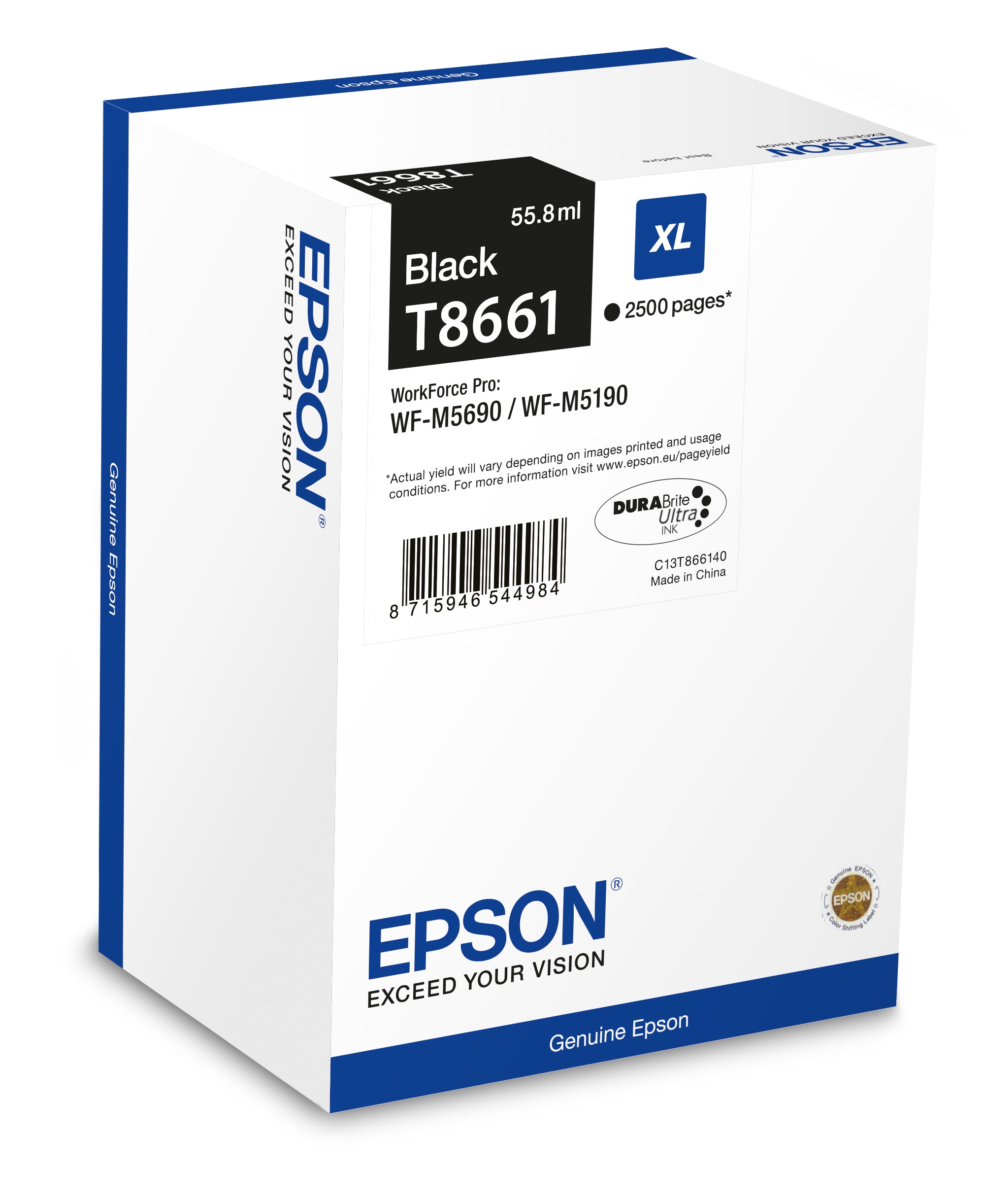 Epson Tintenpatrone T866140 (C13T866140), Schwarz, XL, Original – für WorkForce Pro WF-M5690DWF, WF-M5190DW