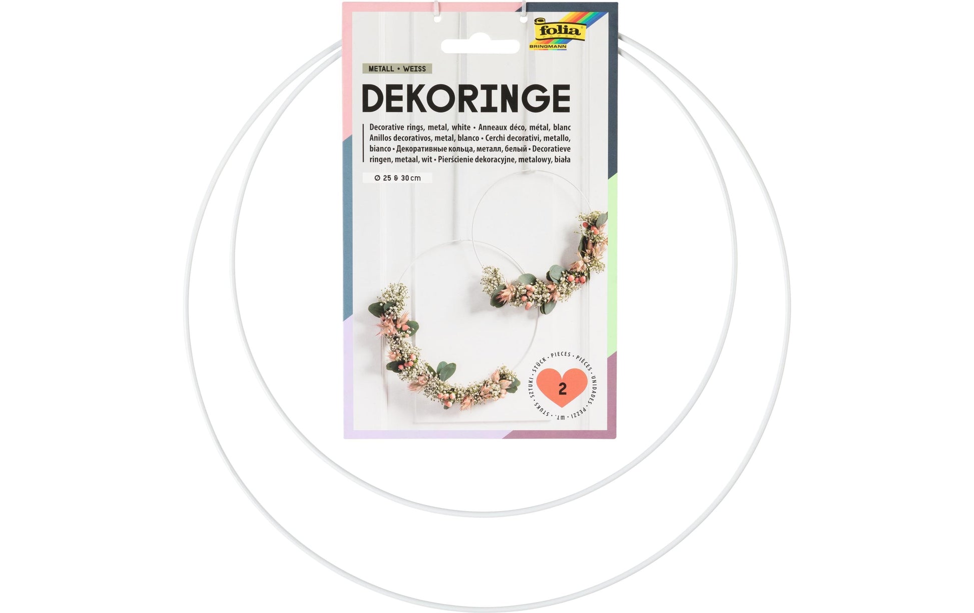Folia Deko-Ring – weiss – Ø 250 + 300 mm, 2 Stück – Metall