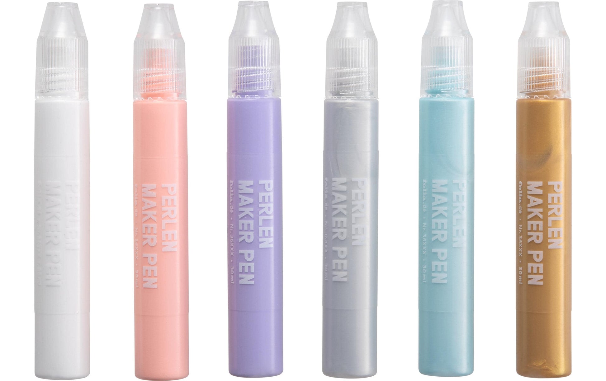 Folia Perlenstifte – Set – 6 Farben, 3D Perlenoptik, 6 × 30 ml