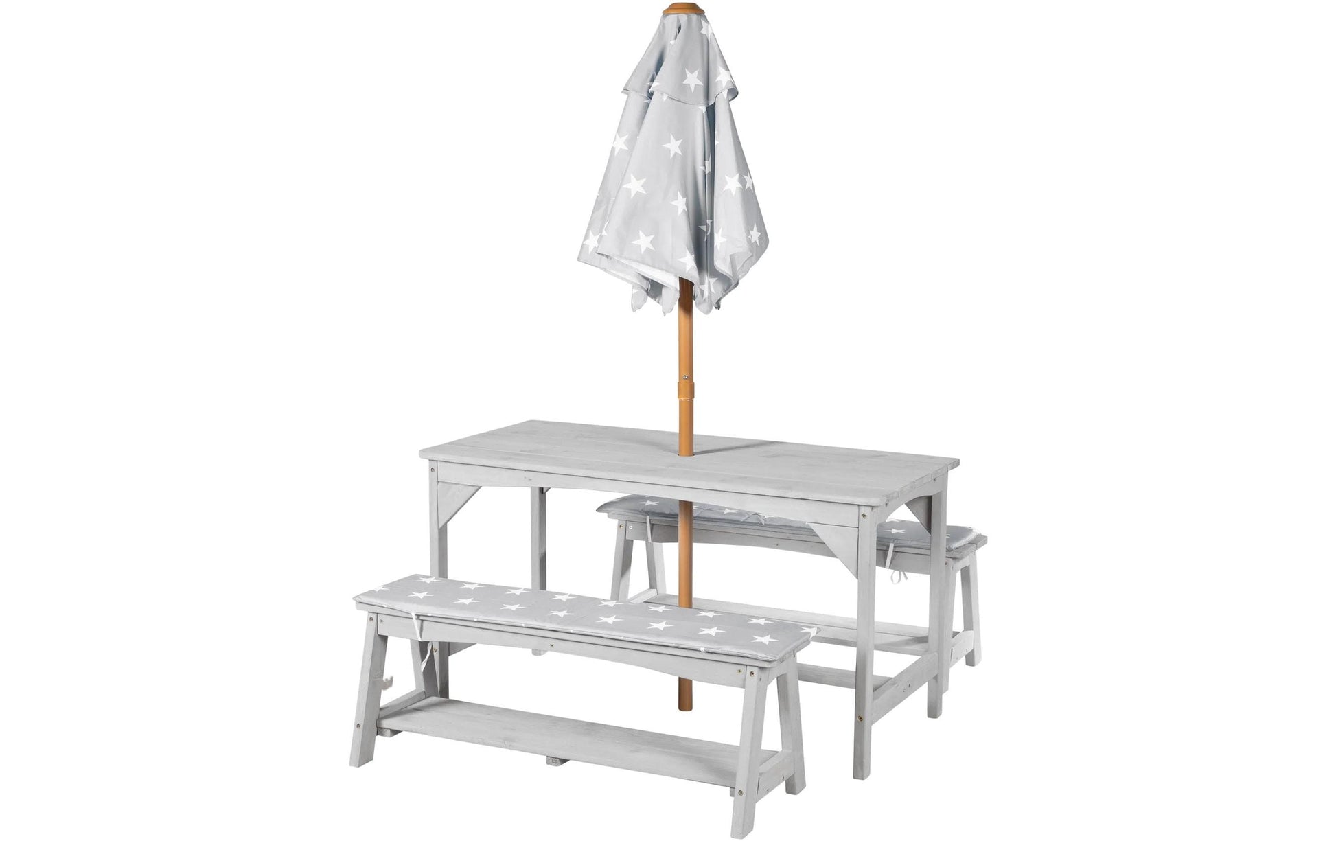 Roba Bistro-Set – Grau – Holz, Baumwolle, Polyester – Tisch 106,5 × 48 × 58 cm – für draussen