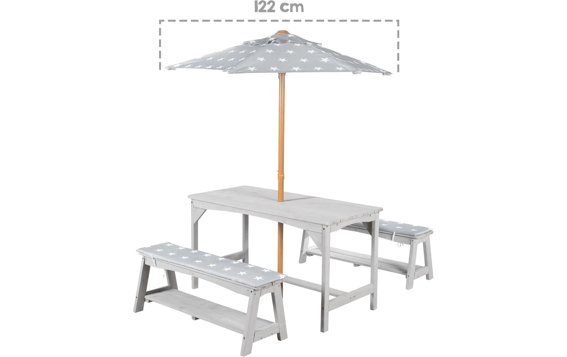 Roba Bistro-Set – Grau – Holz, Baumwolle, Polyester – Tisch 106,5 × 48 × 58 cm – für draussen
