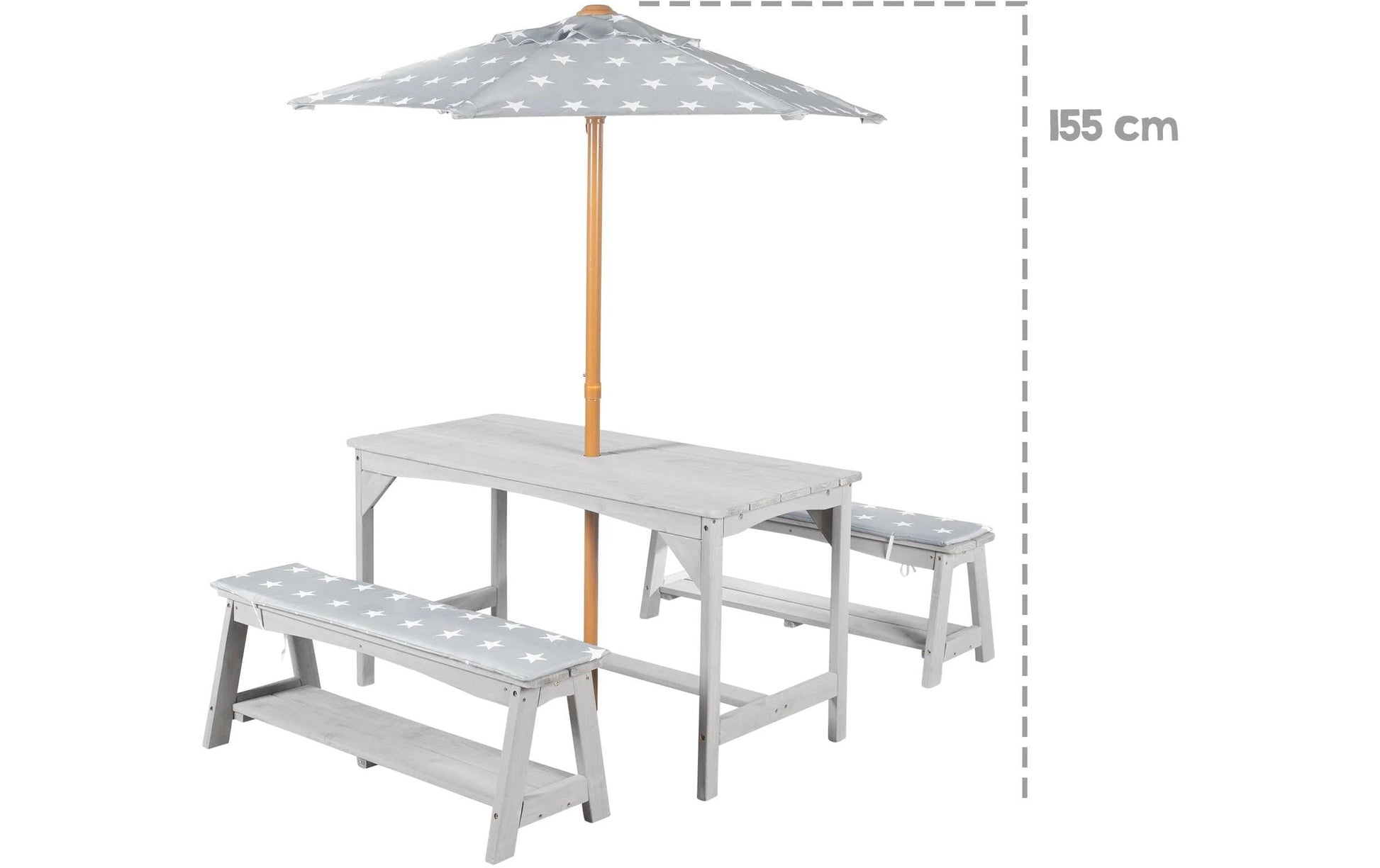 Roba Bistro-Set – Grau – Holz, Baumwolle, Polyester – Tisch 106,5 × 48 × 58 cm – für draussen