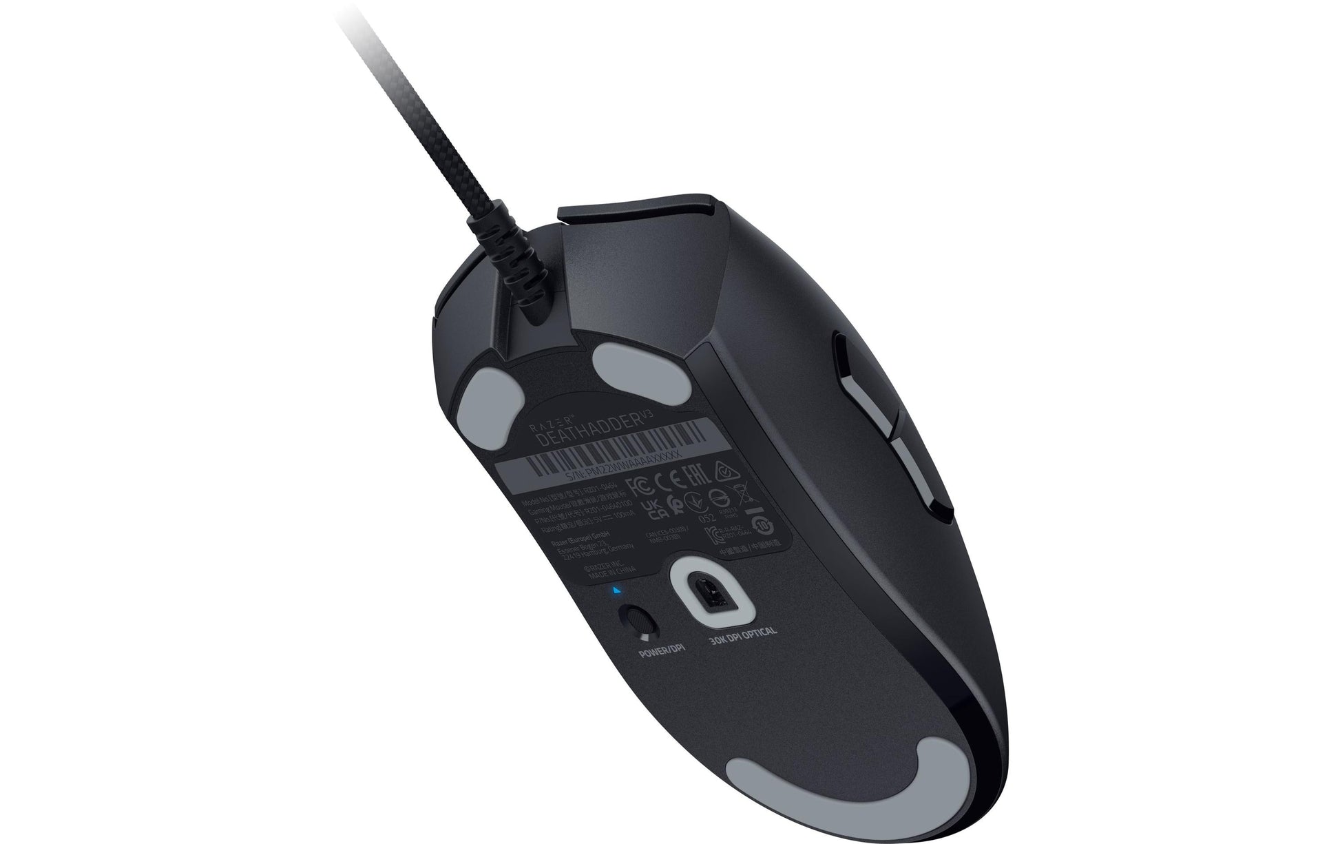 Razer DeathAdder V3 – Gaming-Maus – Kabelgebunden (USB‑A), 30000 DPI, Rechts, Schwarz