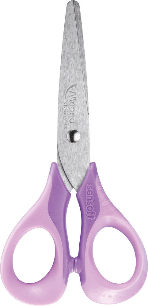 Maped Sensoft 3D Pastell Kinderschere 13,0 cm, abgerundet, für Rechtshänder – Stahl, Softgrip, farbig sortiert