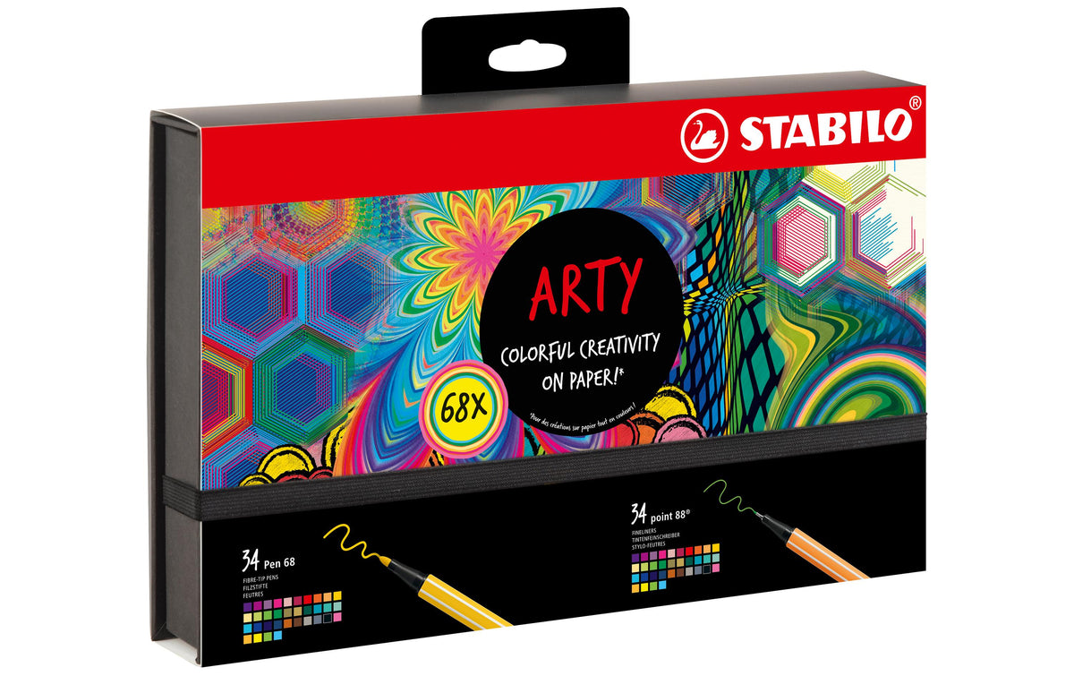 STABILO Pen68 & Point 88 Filzstifte, Arty – Rundspitze, Feine Spitze, 1 mm, 0,4 mm, wasserbasiert, 68 Farben