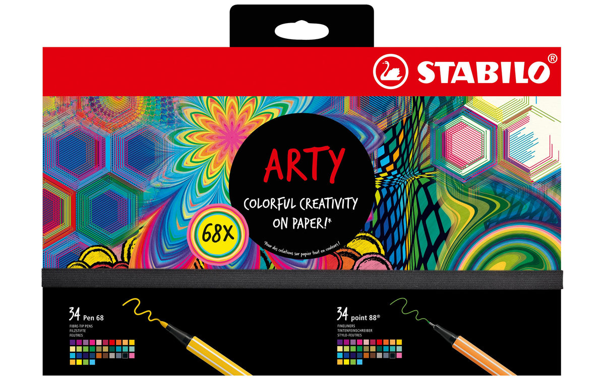 STABILO Pen68 & Point 88 Filzstifte, Arty – Rundspitze, Feine Spitze, 1 mm, 0,4 mm, wasserbasiert, 68 Farben