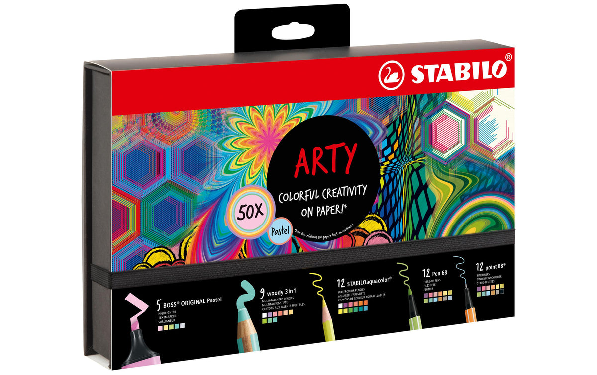 STABILO 50-teiliges Mixed Pastell Arty Set – Zeichen-/Lettering-Set – 50-teilig – ab 3 Jahren