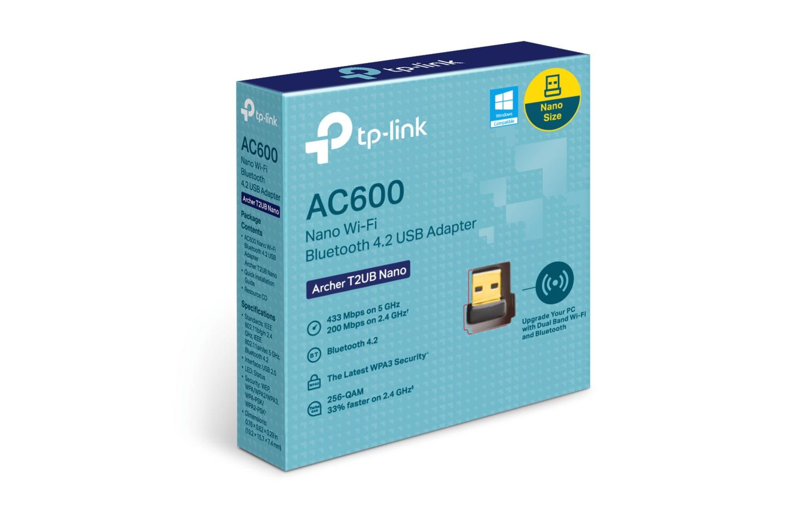 TP-Link Archer T2UB Nano USB-WLAN-Adapter – Wi-Fi 5 (802.11ac), bis 433 Mbit/s, Dual-Band, Bluetooth 4.2