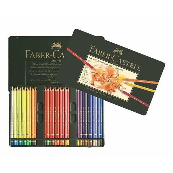 Faber-Castell Buntstift Polychromos, mehrfarbig, 60er-Metalletui – wasserfest, klimaneutral produziert