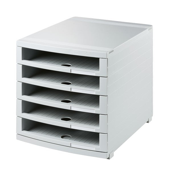 HAN Schubladenelement CONTUR – 5 Schubladen – für A4/B4/C4 – Polystyrol – lichtgrau – 300 × 382 × 307 mm