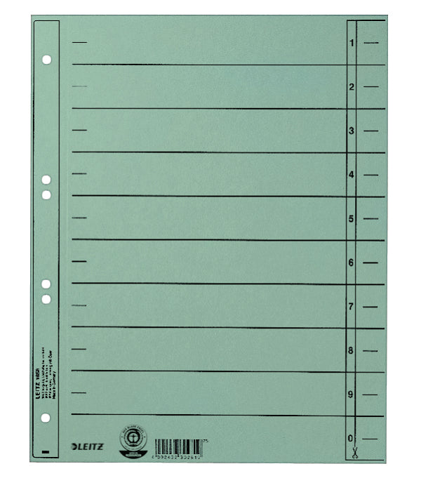 Leitz Trennblätter – A4 Überbreite, Manilakarton 230 g/m², Blau, 6-fach – 100 Stk., Blauer Engel
