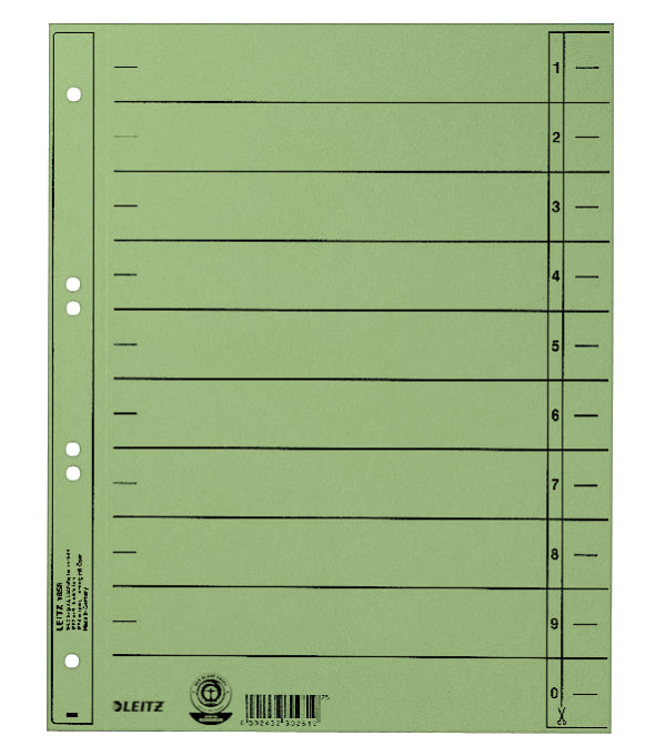 Leitz Trennblätter – A4 Überbreite, Karton 230 g/m², Grün – 100 Stk., Blauer Engel