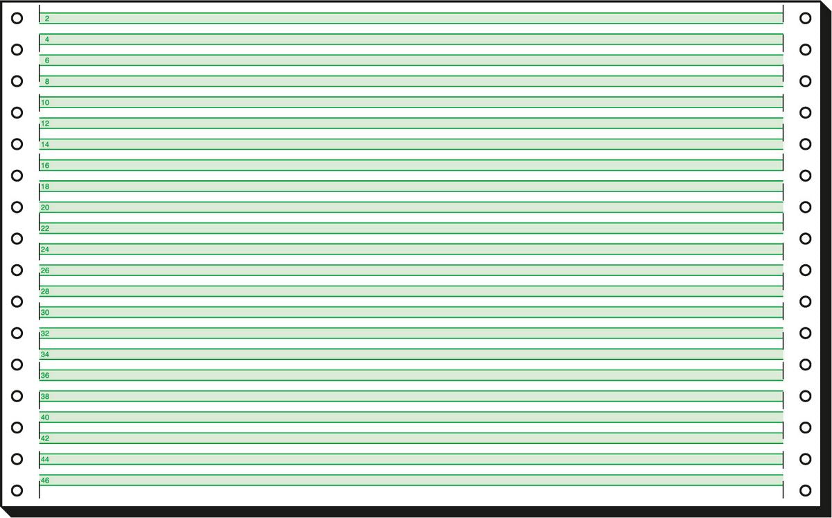 Sigel Computerpapier endlos – 203,2 mm × 13" – 60 g/m² – weiss, grüne Lesestreifen – 1-fach – 2'000 Blatt