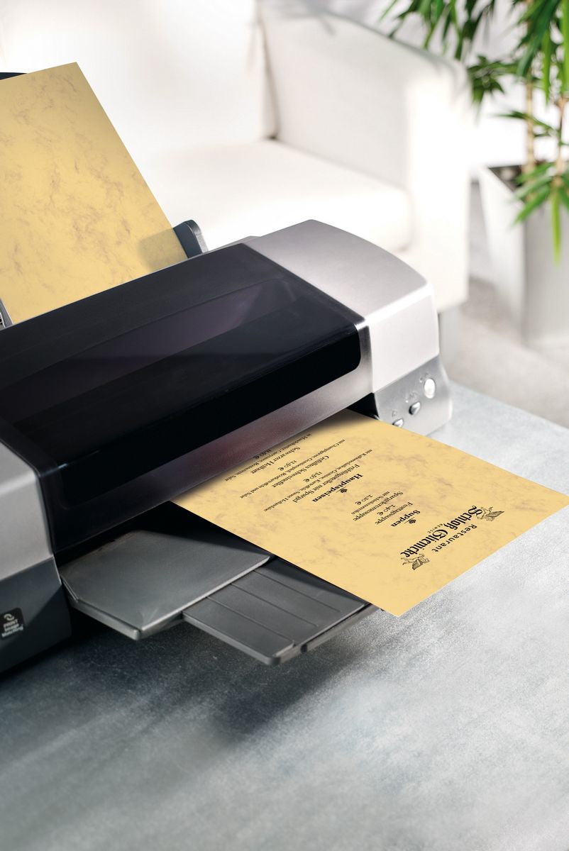 Sigel Motivpapier – A4, 90 g/m², beige, Motiv: Marmor – für Inkjet/Laser/Kopierer – FSC – 100 Blatt