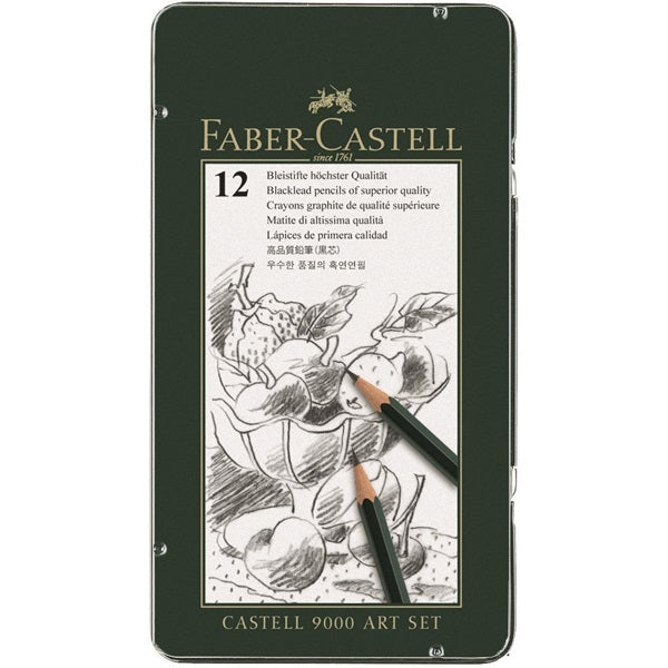 Faber-Castell CASTELL 9000 Graphit-Set, 8B–2H, mit Aufbewahrungsbox – 12-teilig