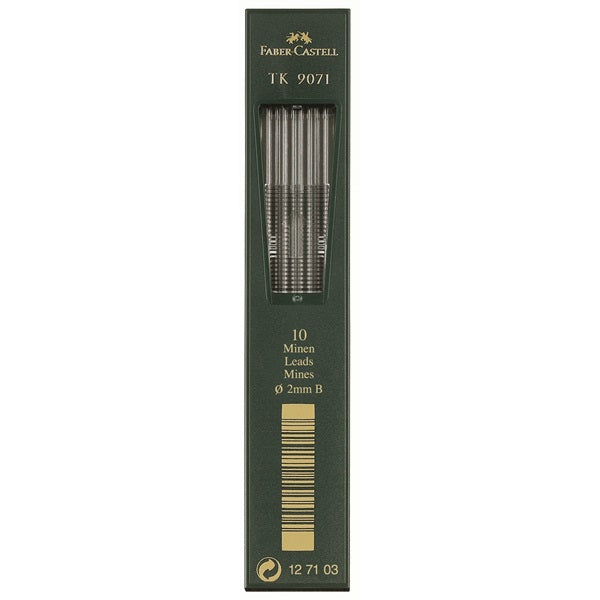Faber-Castell Bleistiftminen 9071 für TK-Stifte 4600, 9400, 9500 – grau, 2 mm, 3B, 10 Stk.