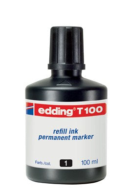 Edding T 100 Permanentmarker Nachfülltinte – Schwarz, 100 ml, für edding No.1, 21, 22 und andere