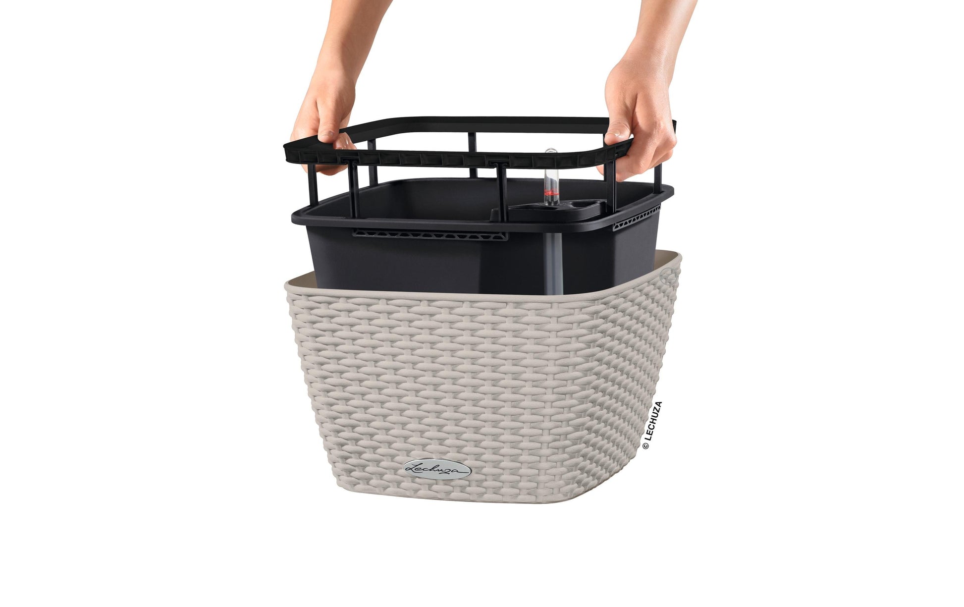 LECHUZA Pflanzgefäss – 30 × 18 × 30 cm – Kunststoff, sandbraun