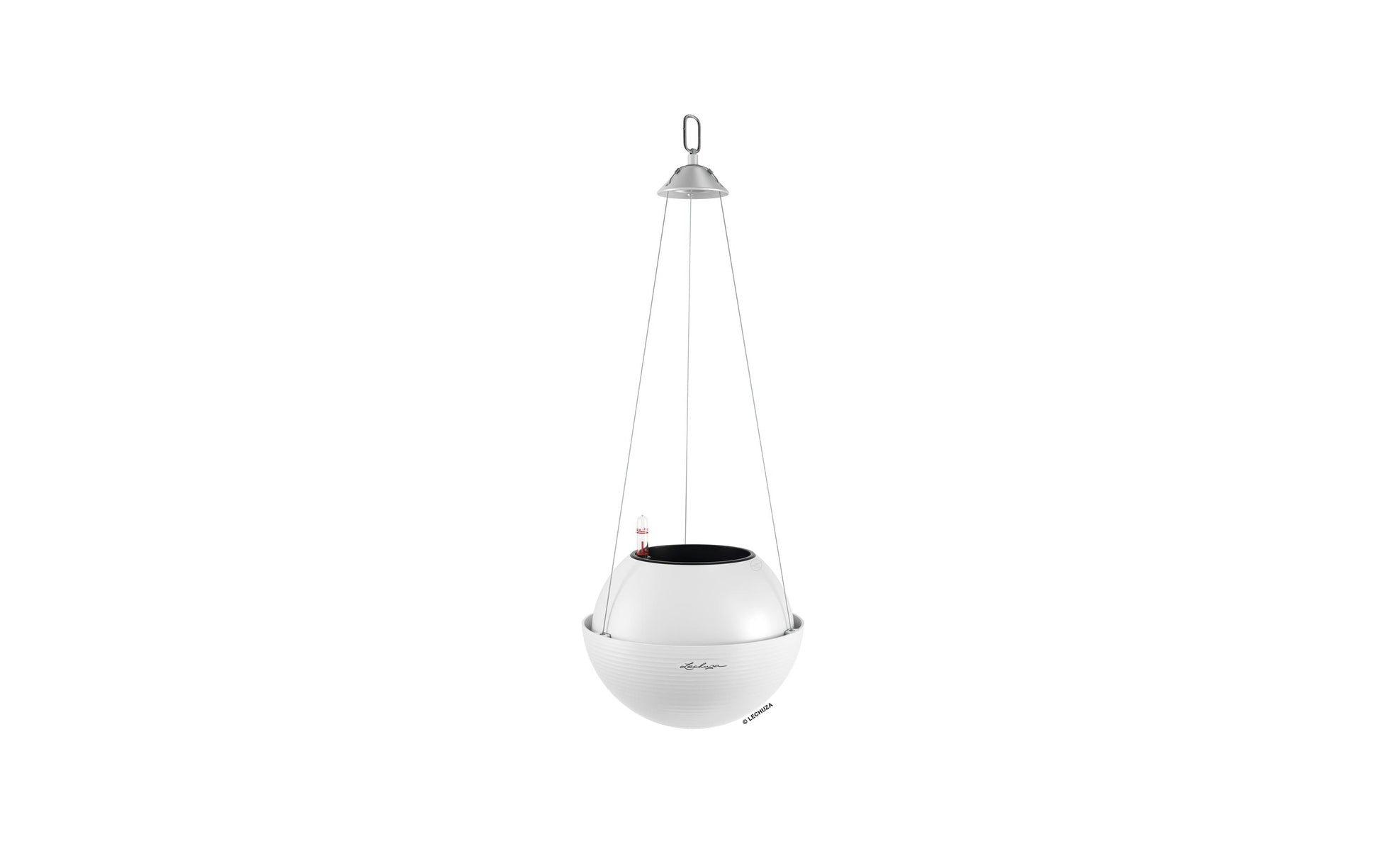 LECHUZA Blumentopf Bola Color 23 – Ø 23 × 18 cm – Kunststoff & Edelstahl, weiss