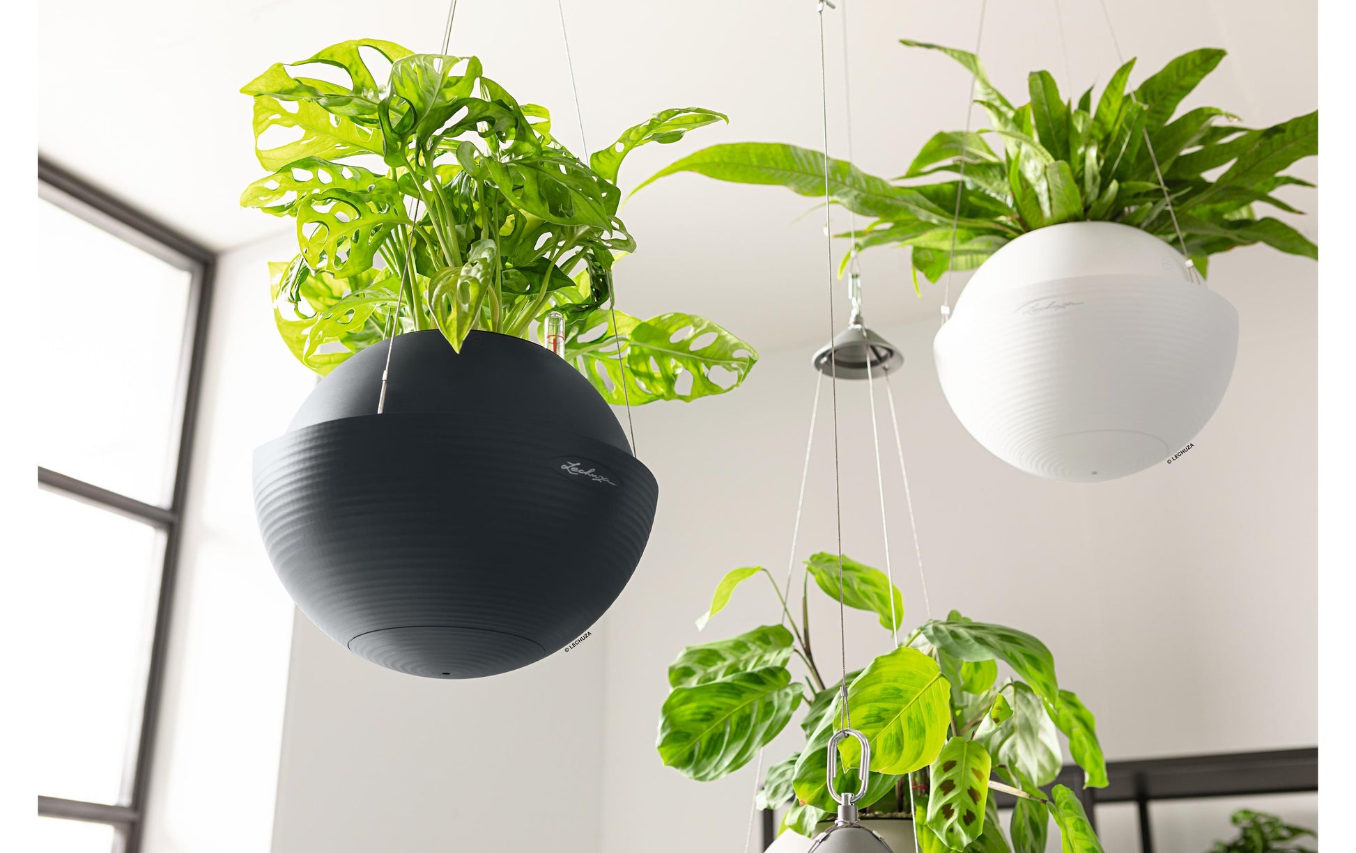 LECHUZA Blumentopf – Ø 32 × 25 cm – Kunststoff & Edelstahl, Weiss