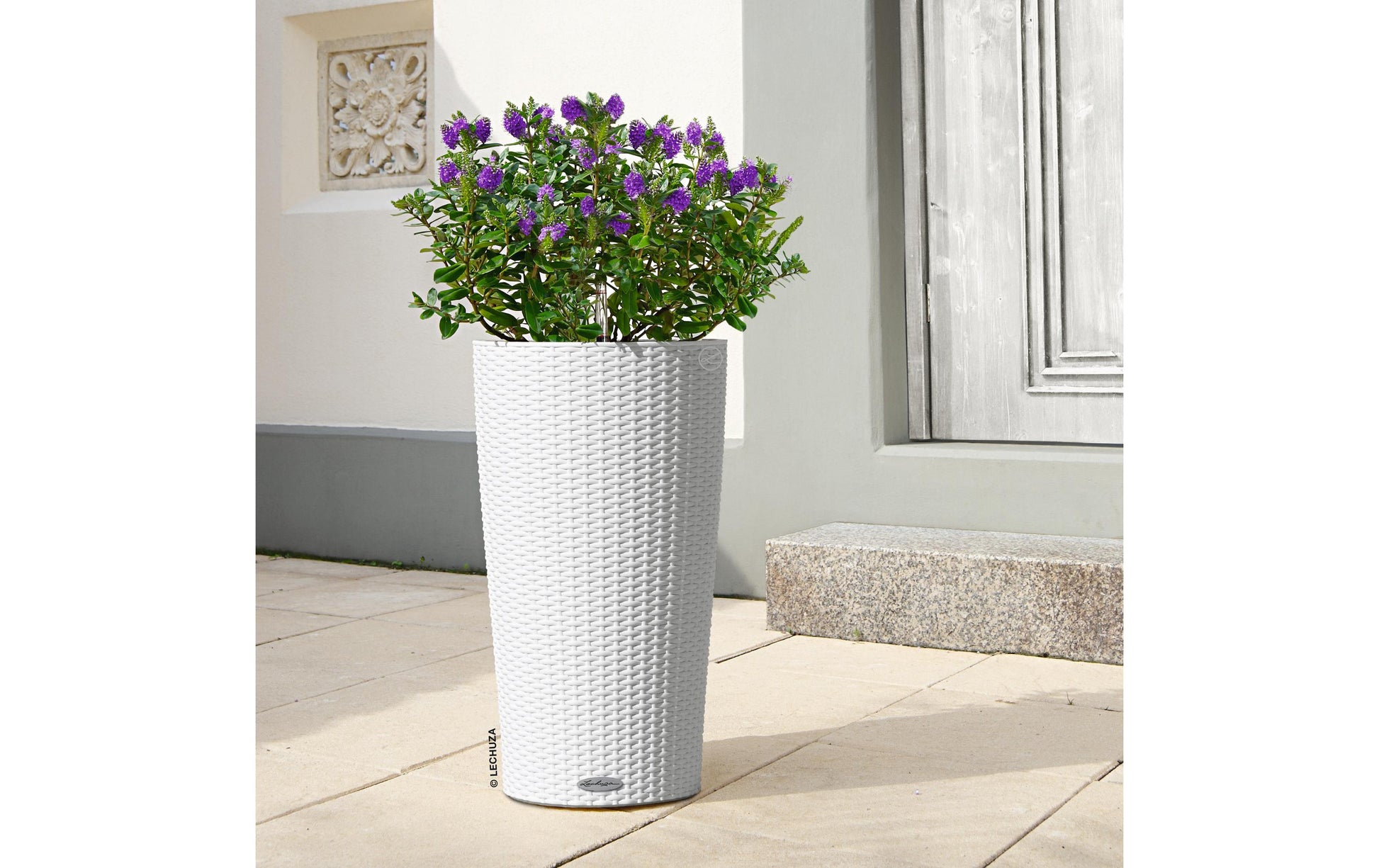 LECHUZA CILINDRO cottage 23 Pflanzkübel – Ø 23 × 41 cm – Kunststoff, weiss