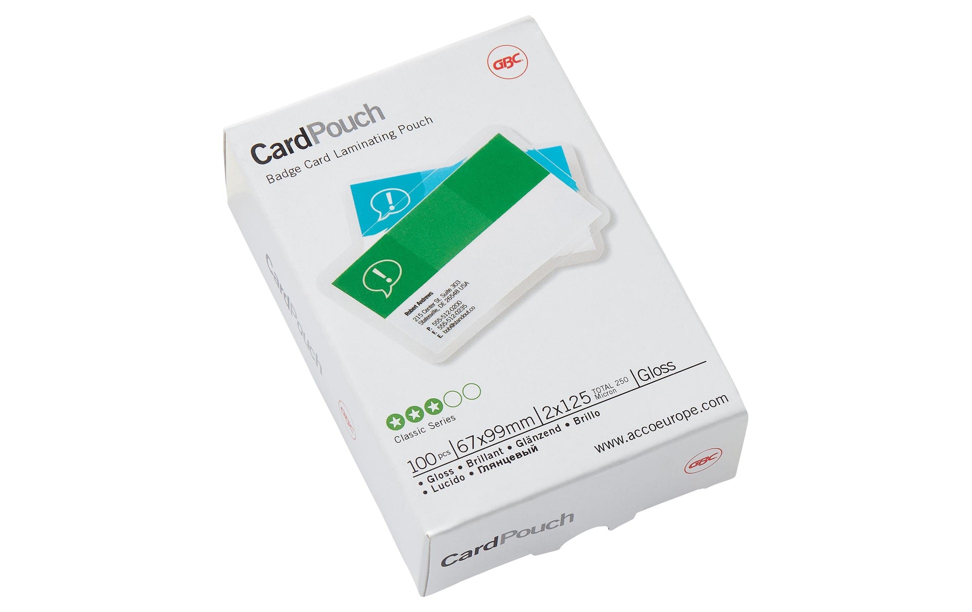 GBC Laminierfolien Spezialformat, glänzend – 125 µm, 67 × 98,5 mm, 100 Stk.