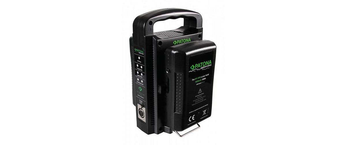 PATONA Dual V-Mount Ladegerät – 74,25 W, 2× V-Mount – für JVC GY-HM850E, JVC GY-HM890E, Sony DSR-250P