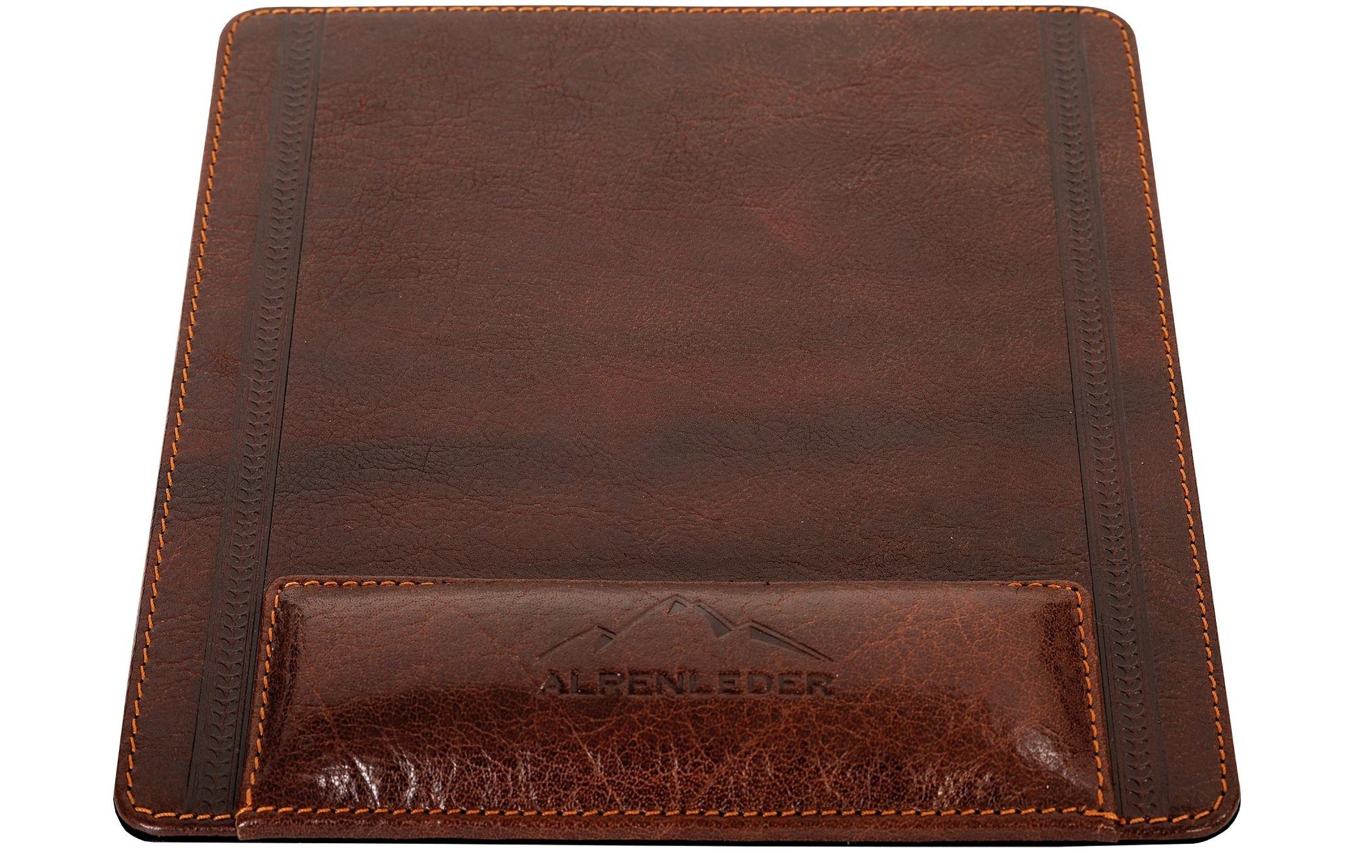 Alpenleder Mausmatte mit Handgelenkauflage – Konstanz – Leder – 220×240×10 mm – Dunkelbraun