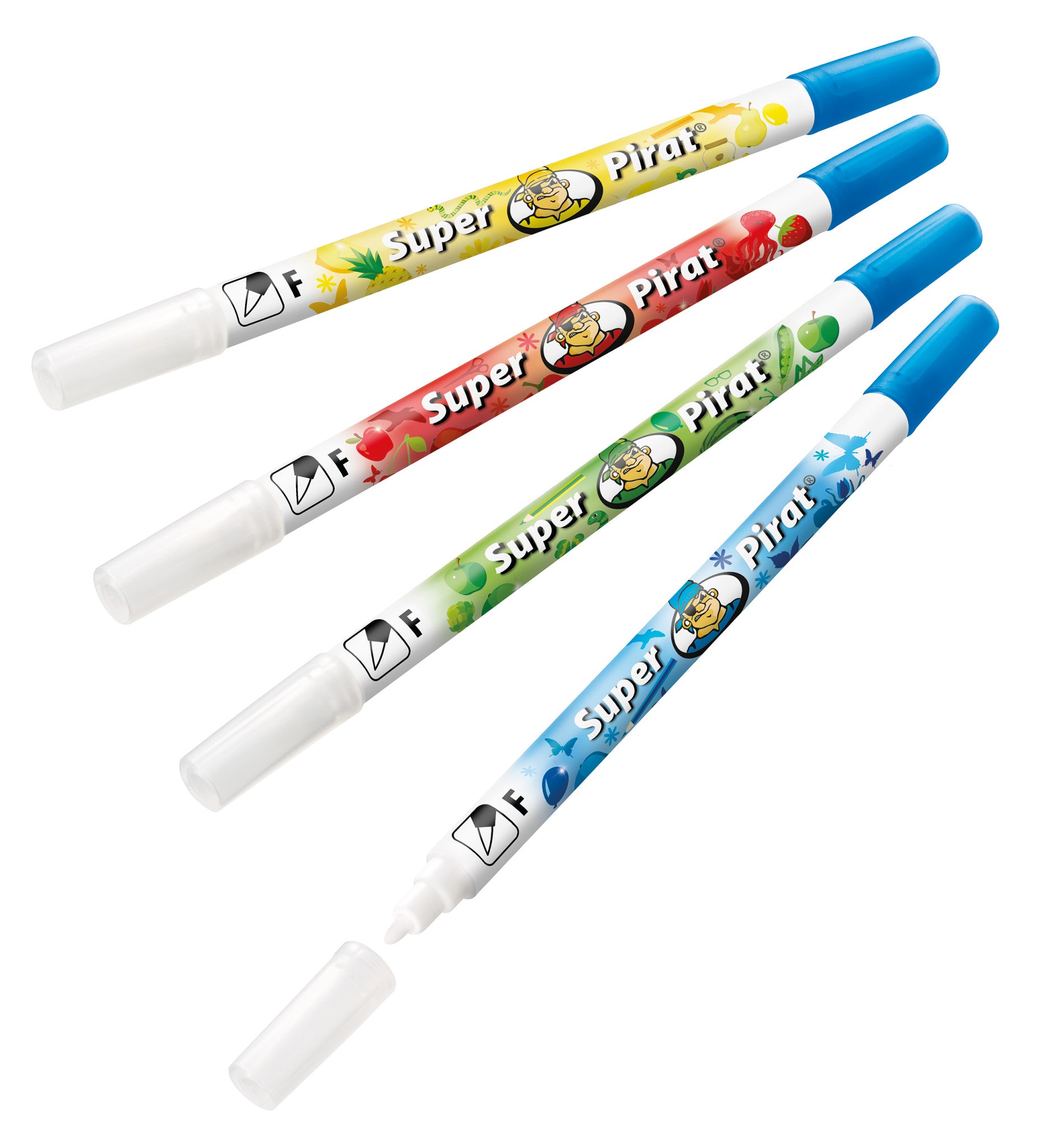 Pelikan Super Pirat Tintenlöscher – fein, blau, für Linkshänder geeignet, Display, 50 Stk.