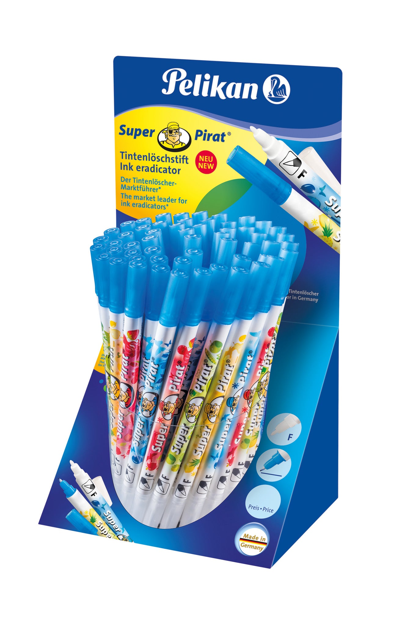 Pelikan Tintenlöscher Super Pirat 850F – fein – blau – Display 50 Stk.
