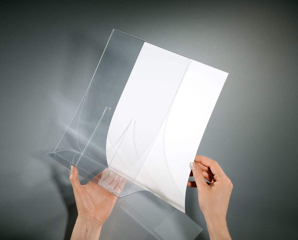 Sigel Tischaufsteller – für A5 Hochformat, Transparent, Kunststoff, 157×90×225 mm
