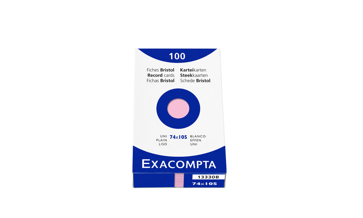 Exacompta Karteikarten A7 Querformat, Blanko, Rosa, 205 g/m², Karteikarton – 100 Stück