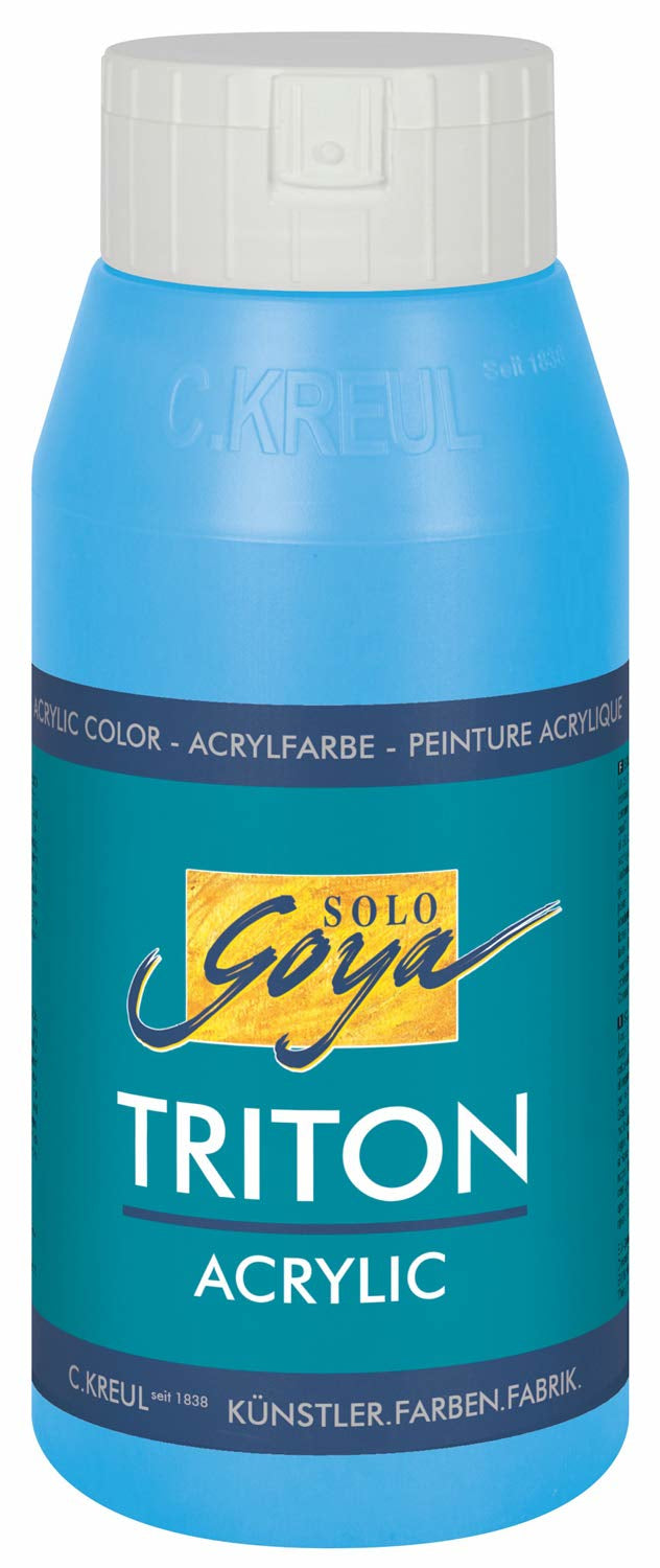 KREUL Triton Acryl Flüssig Acrylfarbe – Hellblau, Wasserfest – 750 ml – für Papier, Holz, Metall