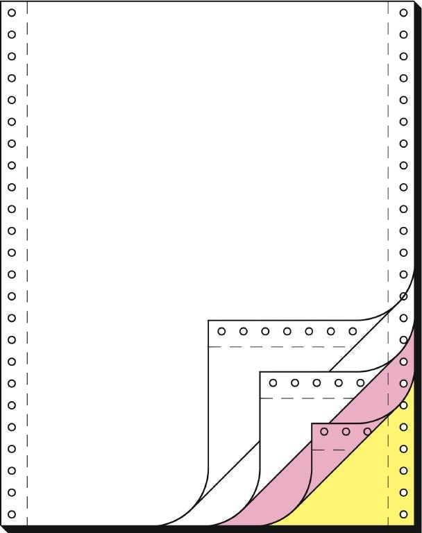 Sigel Endlospapier – A4, 60 g/m², SD 4-fach, Abheftlochung, Längsperforation, Pink/Weiss/Gelb, 500 Blatt
