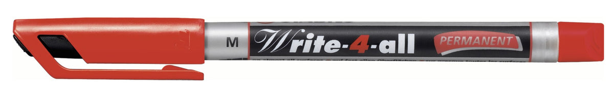 STABILO Write-4-all Permanentmarker – Rundspitze 1 mm – Rot – für Glas, Metall und Kunststoff