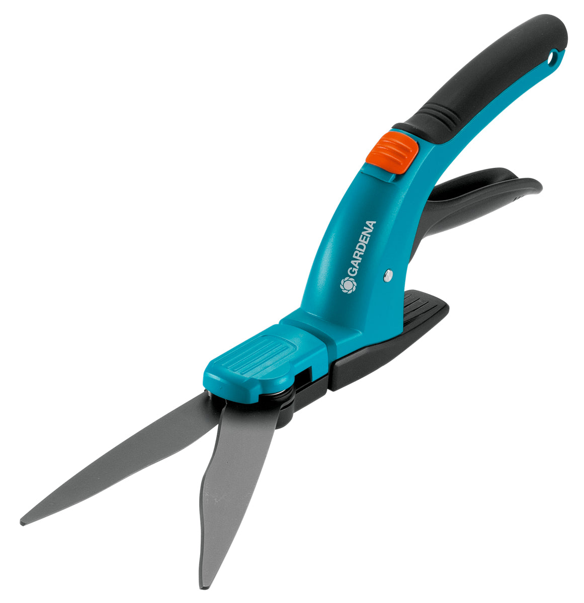 Gardena Comfort – Grasschere, horizontale Klingen, Kurzgriff, weicher Haltegriff