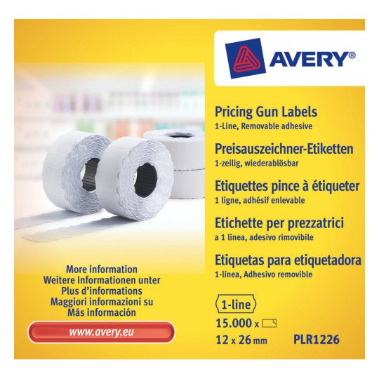 Avery Zweckform Preisauszeichnungsetikett – 26 × 12 mm, Papier, ablösbar, 15'000 Stk
