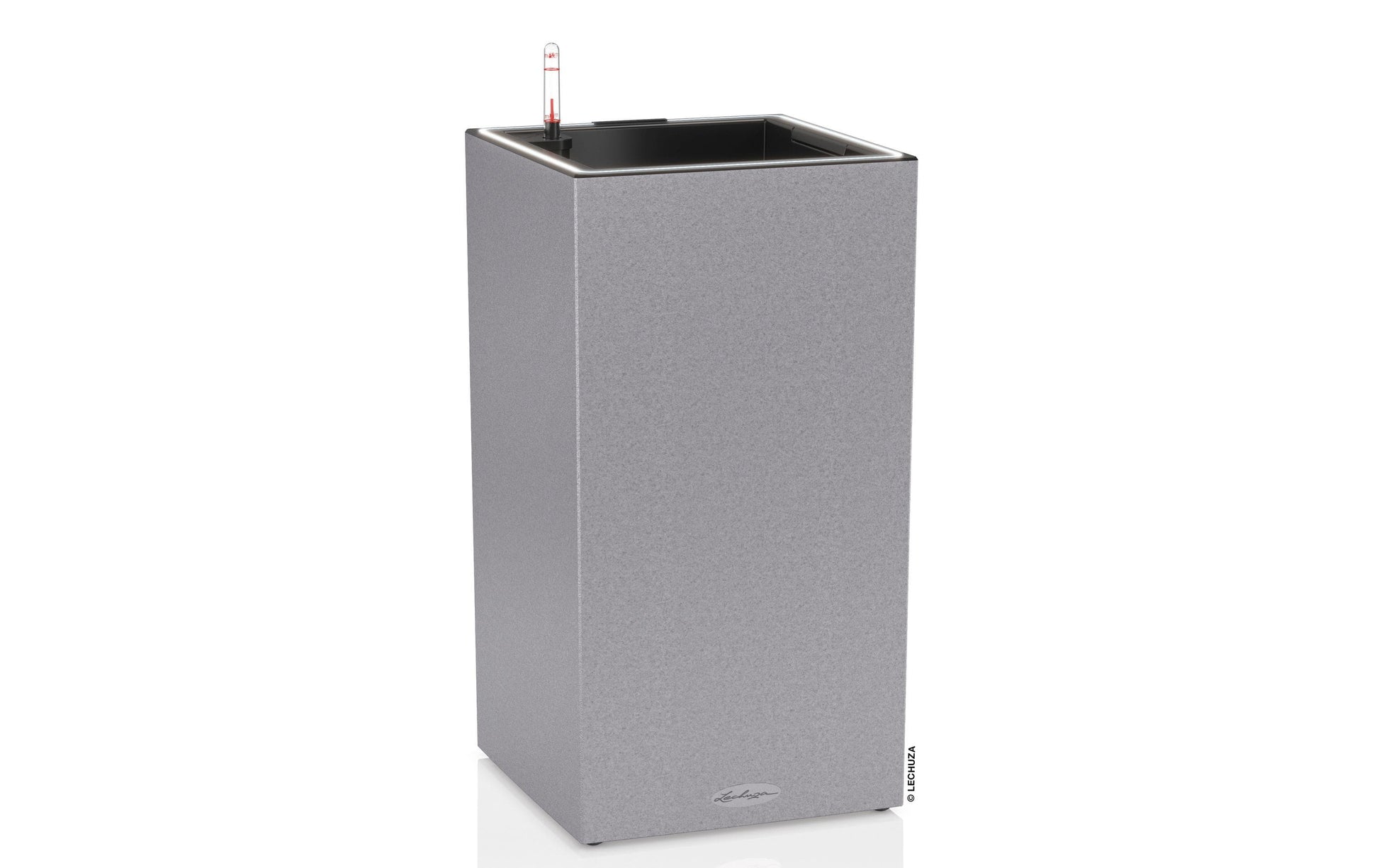 LECHUZA CANTO Stone Pflanzkübel – 30 × 56 × 30 cm, 12 l – Kunststoff, grau – mit LED
