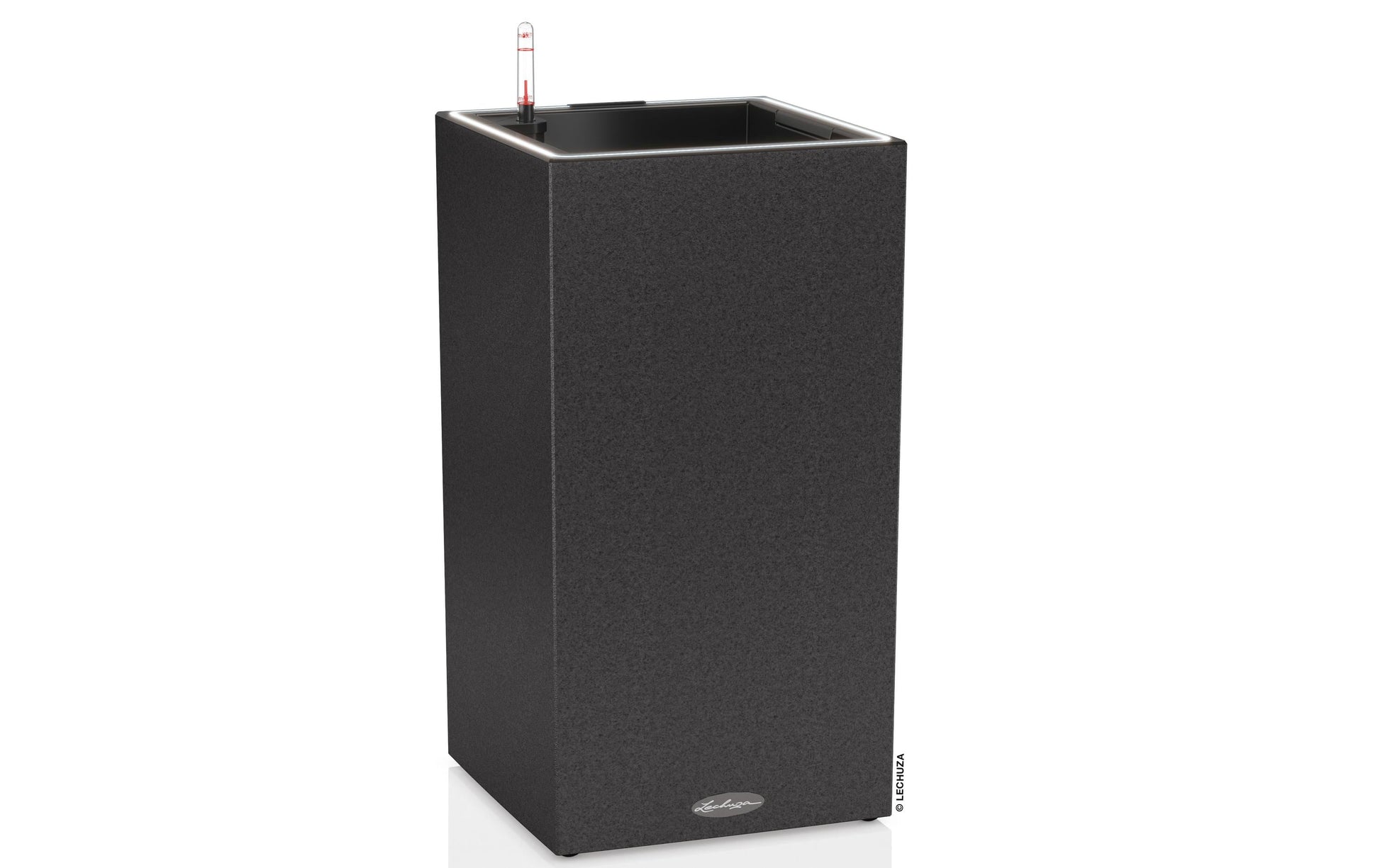 LECHUZA CANTO Stone 30 LED hoher Pflanzkübel – mit LED – 30 × 56 × 30 cm – Kunststoff, Graphit