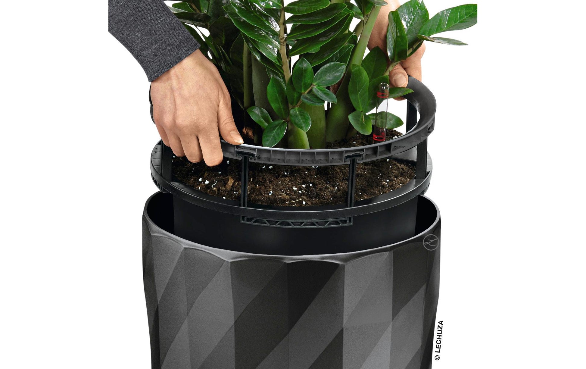 LECHUZA DIAMANTE Premium Pflanzkübel – Ø 40 × 75 cm – Kunststoff, Anthrazit